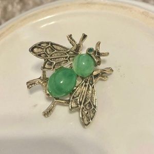 Solid Jade Bee Insect Jewelry Pin